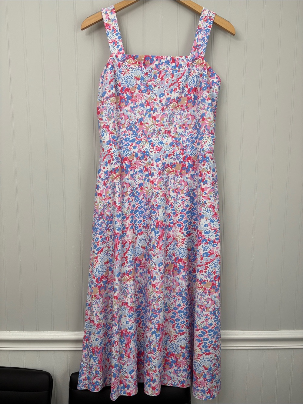 Jude Connally Sleeveless Square Neck Floral Midi Dress Women Size Medium